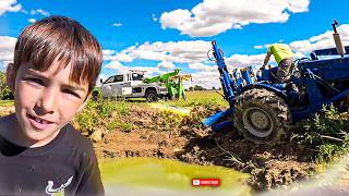 Tractor Sliding Into Pond! We Saved It Just In Time