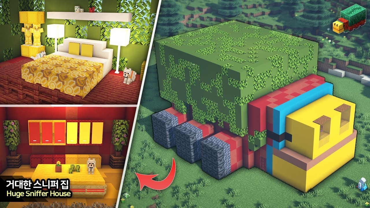 ⛏️ Minecraft Build Tutorial 🌹 A Huge Sniffer House [ 마인크래프트 거대한 스니퍼