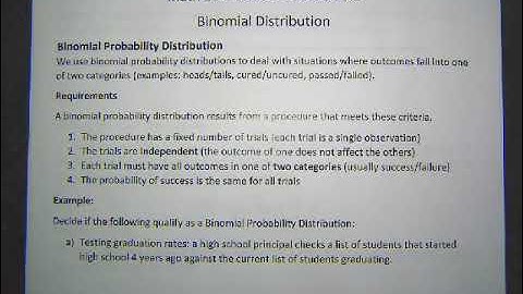 Math 281 Sec 5.2 Binomial Probability Distribution