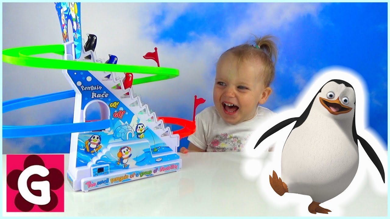 Gaby playing with Penguin Race Challenge Game