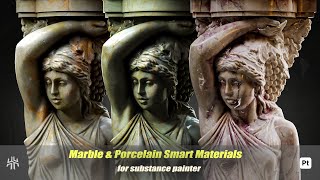 Substance 3d painter Tutorial | making marble material and rendering statue in marmoset tool bag