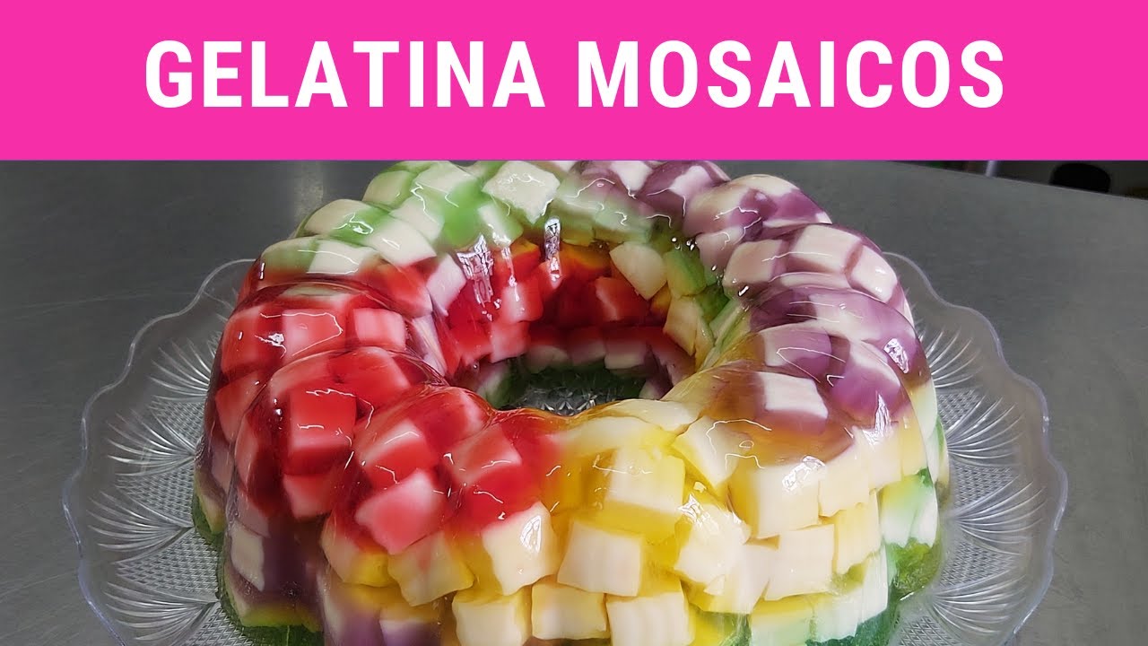 Gelatina mosaico blanco y colores. RecetasdeLuzMa YouTube