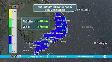 Chiều tối nay, cả nước có mưa giông diện rộng, có nơi mưa to trên 70mm | VTVWDB