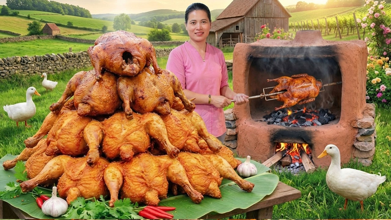 Harvesting Duck & Cooking Whole Fried Duck - A Rustic Farm-Style Cooking & Family Feast | Farm Life