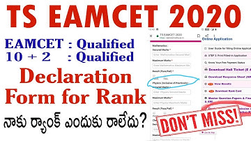 TS EAMCET 2020 Ranks not allotted process | TS EAMCET 2020 Declaration Form for Rank