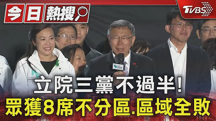 立院三党不过半! 众获8席不分区.区域全败｜TVBS新闻 @TVBSNEWS01 - 天天要闻