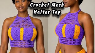 Crochet Mesh Halter Top Tutorial ✨ Beginner Friendly 