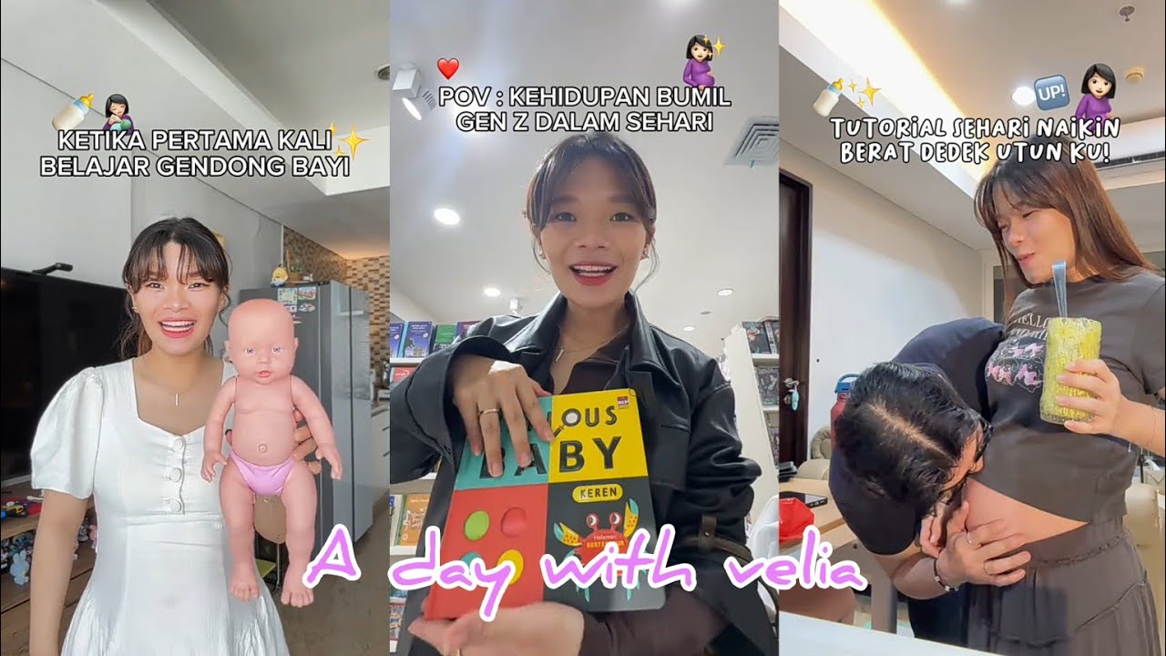 PERTAMA KALI BELAJAR GENDONG BAYI🌸🍒🍭🍬A DAY WITH VELIA 😍