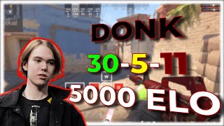DONK goes 30-11 in 5000 ELO Faceit Game with Keystrokes Visualized