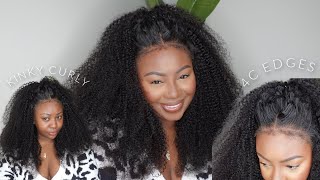 Omg! Natural Realistic 4C Edge Kinky Curly Wig Install | Beautyforever