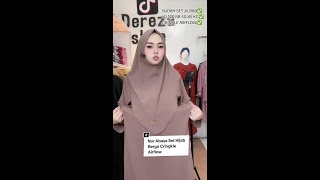 Nur Abaya Set Hijab Bergo Cringkle Airflow Gamis Set Hijab Polos Dress Dewasa BB 40-85 KG LD 120 CM