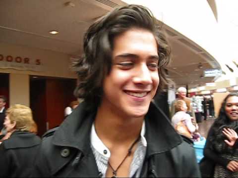 Avan Jogia saying hi to Rayla with Josh Hutcherson...