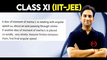 A disc of moment of inertia I₁ is rotating with angular speed ω₀, about an axis passing through