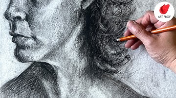 Charcoal Portrait Drawing, RISD Art Professor Demo Step by Step for Beginners