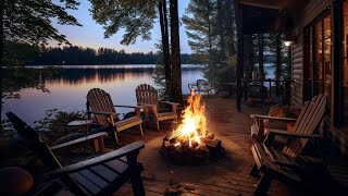 Peaceful Lakeside Scene with Cozy Fireplace | Relaxing Fire Sounds for Stress Relief and Deep Sleep