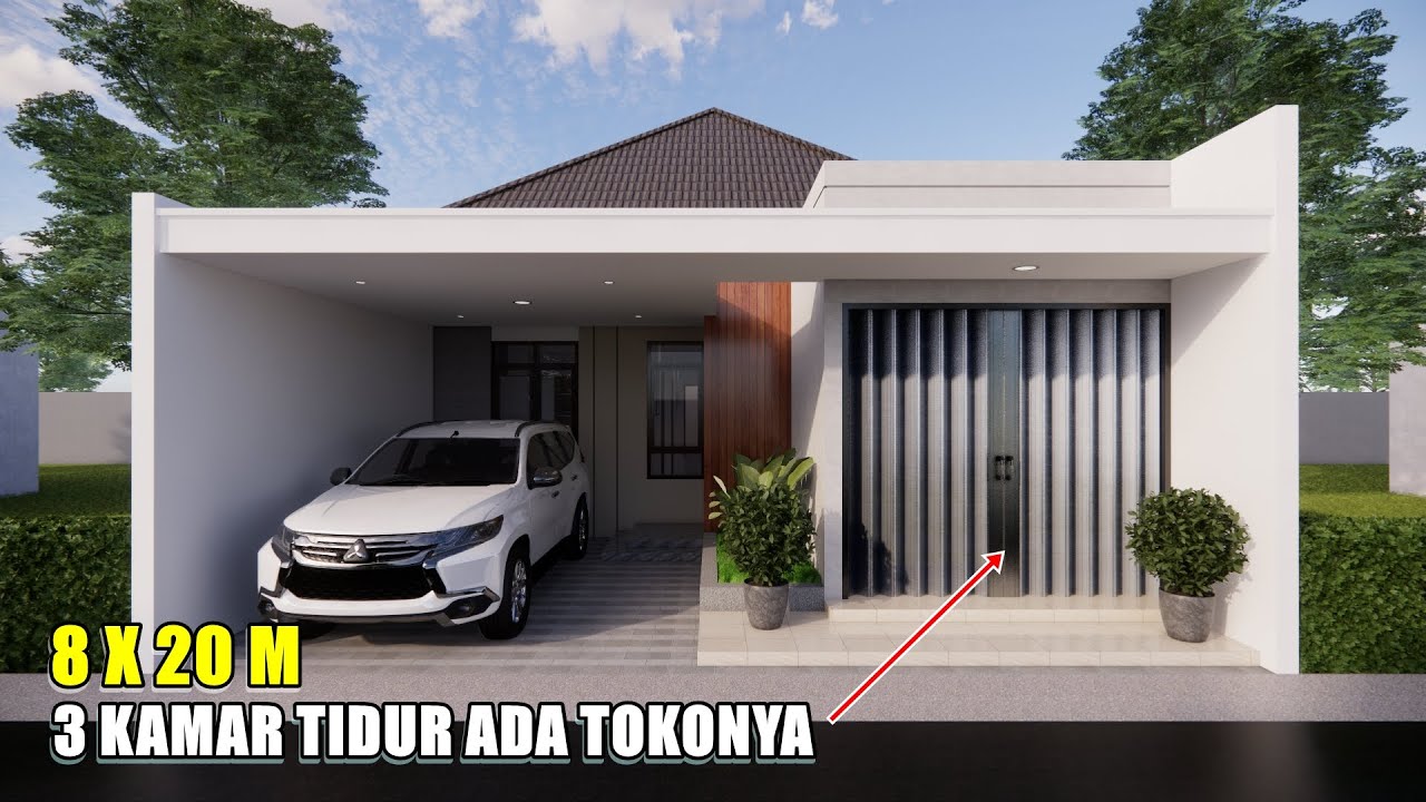 DESAIN RUMAH 8X20 METER 3 KAMAR TIDUR ADA TOKONYA - YouTube DESAIN RUMAH 8X20 METER 3 KAMAR TIDUR ADA TOKONYA - YouTube
