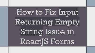 How to Fix Input Returning Empty String Issue in ReactJS Forms
