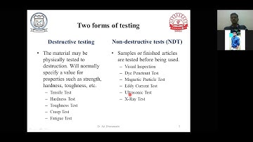 Engineering Materials and Metallurgy - Destructive and Non-destructive Testing - Dr. A. D. Dhanawade