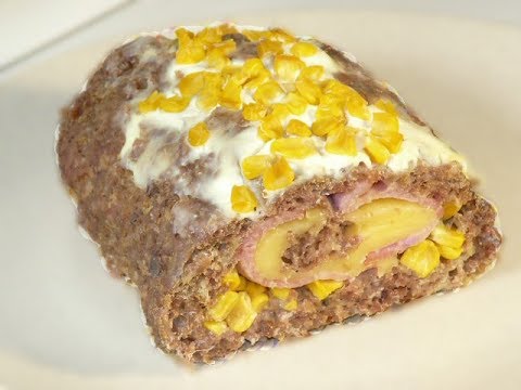Meatloaf (meat roll) with ham and cheese