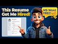 This Resume Got Me Hired! MS Word FREE! 😍🔥 #long