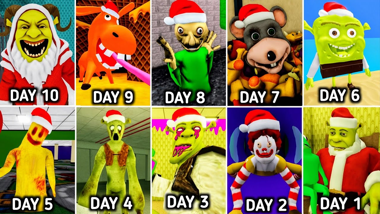 Shrek In The Backrooms - Shrekmas DAY 1 TO DAY 10 Gifts + Defeat Sharmpus - Full Walkthrough