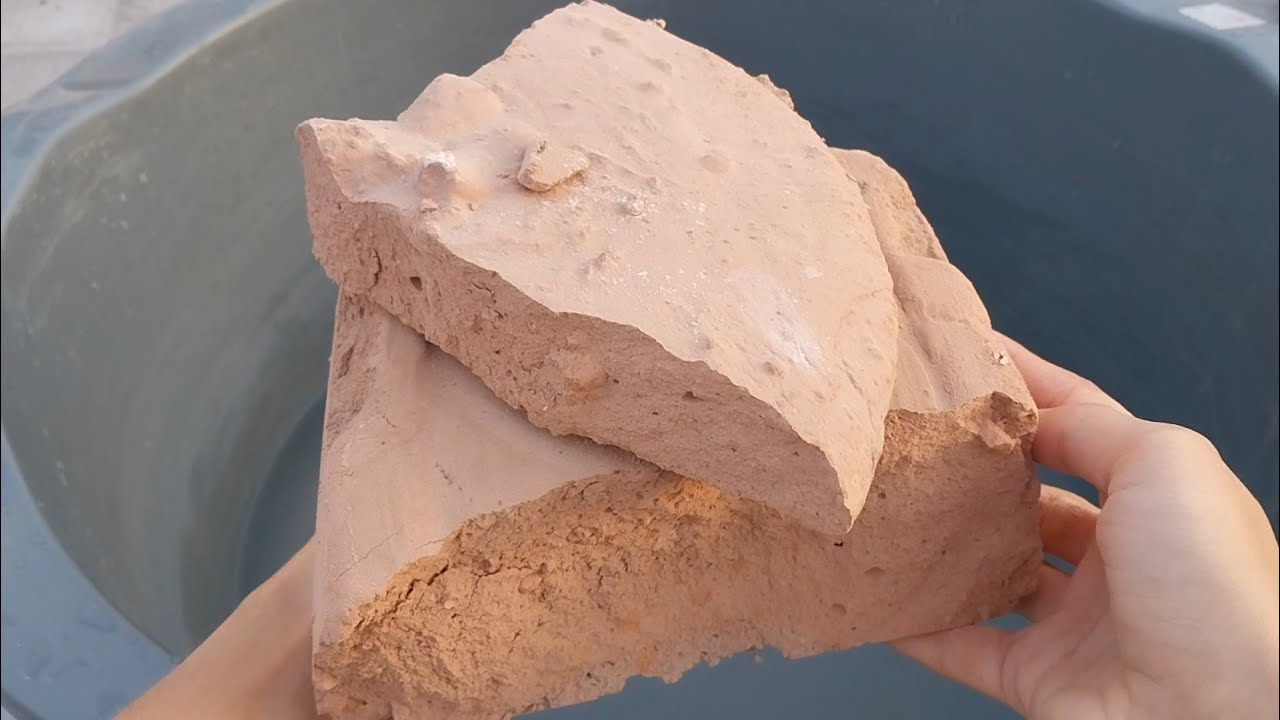 Soft Red dirt handmade shapes water crumbling