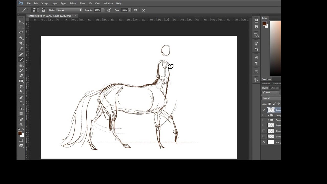 drawing of female centaur