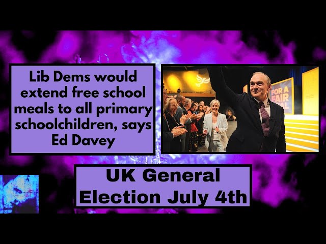 Lib Dems would extend free school meals to all primary schoolchildren, says Ed Davey class=