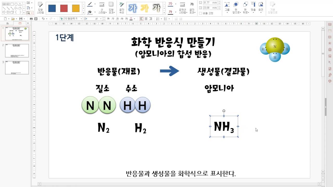 (거꾸로수업-과학) 중학교3학년 2.화학반응에서의 규칙성 2. 화학반응식 만들기(암모니아 합성반응) - YouTube