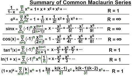 Calculus 2: Infinite Sequences and Series (71 of 86) Summary of Common Maclaurin Series