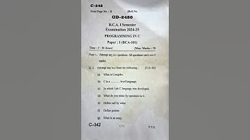 Programming In C || BCA 1st sem || 2024-25. || SDSUV || first paper || #pyq