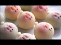     make bunny snowskin mooncakes without using molds  3 flavours custard filling