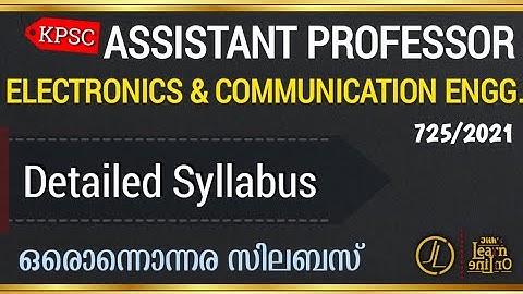 Detailed Syllabus|Assistant Professor|Electronics & Commn.|KPSC 725/2021