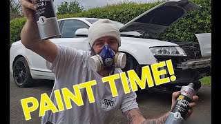 Rebuilding A Wrecked Audi A6 S-line From Copart! Respray With Paint Cans!