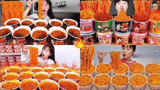 🔥10x Buldak Fire Noodles Challenge!|World Spiciest Noodle VS mukbang Compilation 😱