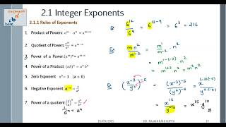 Chapter 2: 2.1.1 Integer Exponents