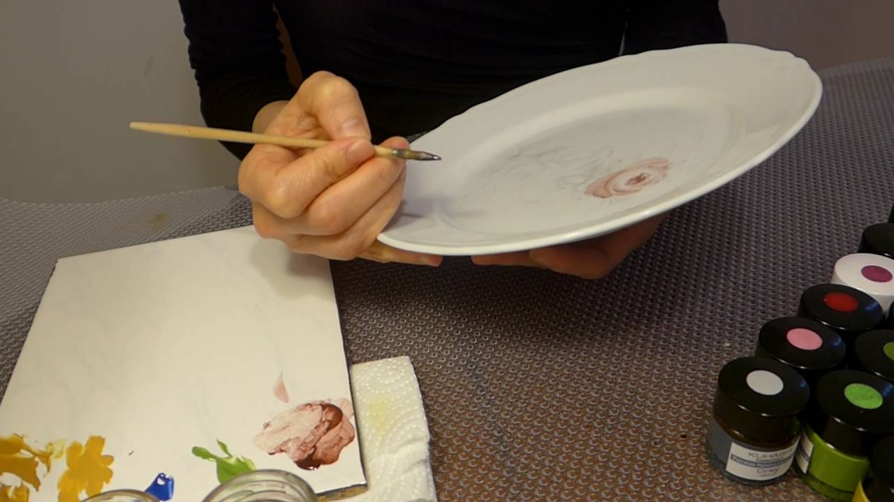 Porcelain painting with liquid color (Meissen Rose and Forget me not)  First painting and Fire