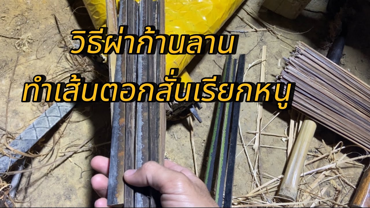 วิธีผ่าไม้ลานทำตอกสั่นหนู