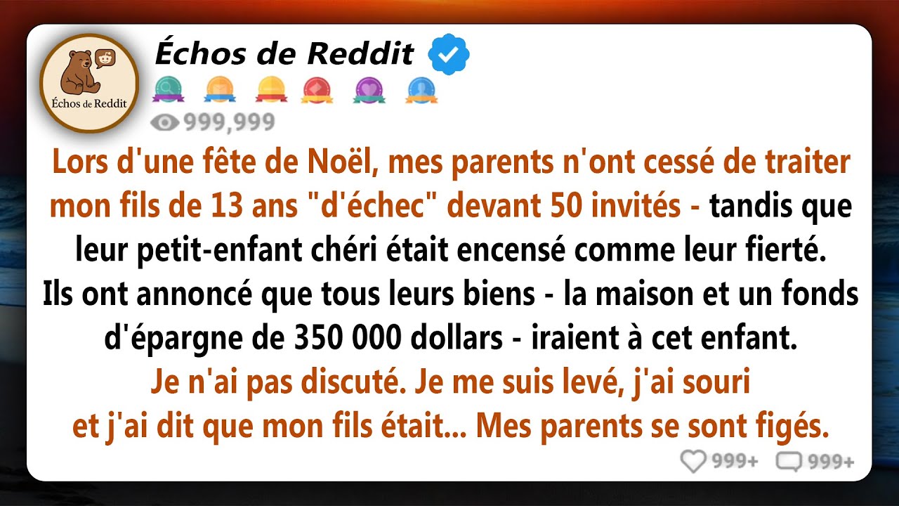 Lors d'une fête de Noël, mes parents n'ont pas arrêté de traiter mon fils de 13 ans de 'raté' devant