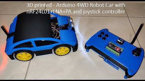 Arduino uno 4WD Robot Car nRF24L01 Joystick Controlled - Obstacle Avoiding robot car 3D printed