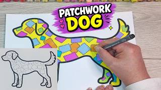Patchwork Dog Colouring ASMR Relaxing Marker Color