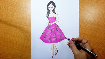 Cách vẽ 1 cô gái xinh đẹp, đơn giản :)) II Ong Mật Mỹ Thuật # 95