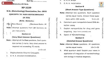 MSC 3RD SEM BT CONCEPTS TO NANO BIOTECHNOLOGY NP DEC 2018 | CCSU