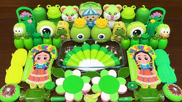 GREEN Slime! Mixing Random into GLOSSY Slime ! Satisfying Slime Video #296