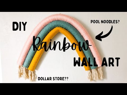 This is how I make a Giant Rainbow Wall Hanging with my Knitting Machine  and Pool Noodles