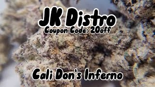 JK Distro - Cali Don's Inferno - Purple Label Strain Review & Close Up Shots & Discount Code