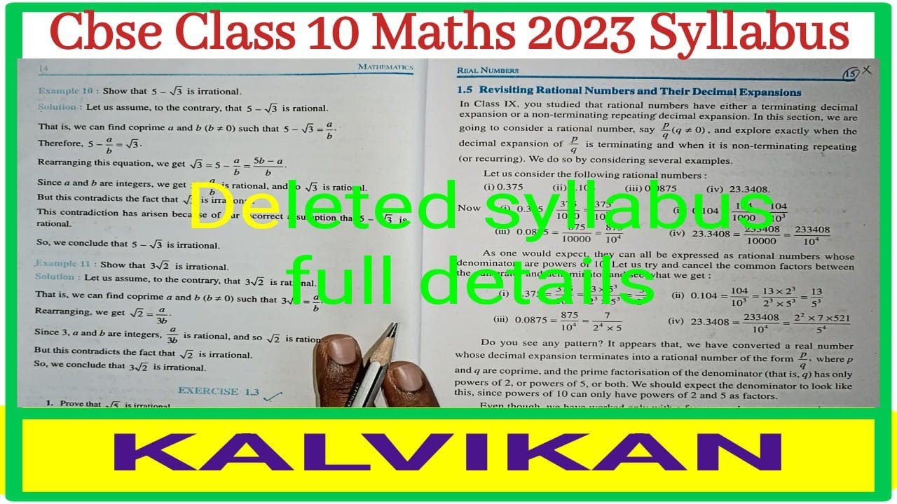 Cbse Class 10 Maths Syllabus 2023 - 2024 / Deleted syllabus / Kalvikan ...