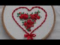 Rose Embroidery Floral Heart - Flower design - Ribbon Embroidery