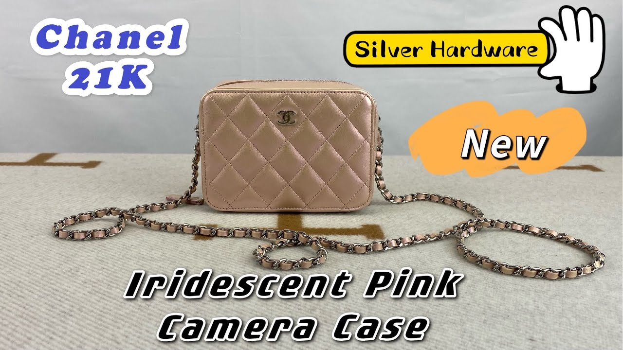 Chanel 21K Iridescent Pink Camera Case with Silver Hardware 