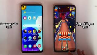 Samsung A21s VS Oppo F11 Pro ,speed test ,game test